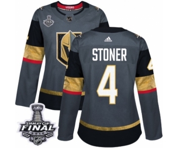 Women's Adidas Vegas Golden Knights #4 Clayton Stoner Authentic Gray Home 2018 Stanley Cup Final NHL Jersey