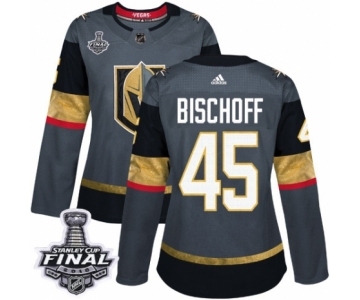 Women's Adidas Vegas Golden Knights #45 Jake Bischoff Authentic Gray Home 2018 Stanley Cup Final NHL Jersey