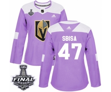 Women's Adidas Vegas Golden Knights #47 Luca Sbisa Authentic Purple Fights Cancer Practice 2018 Stanley Cup Final NHL Jersey