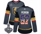 Women's Adidas Vegas Golden Knights #57 David Perron Authentic Gray USA Flag Fashion 2018 Stanley Cup Final NHL Jersey
