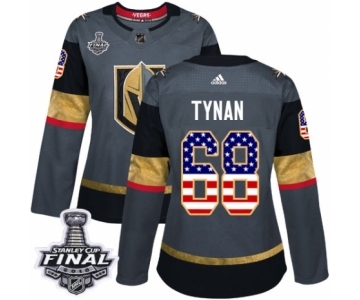 Women's Adidas Vegas Golden Knights #68 T.J. Tynan Authentic Gray USA Flag Fashion 2018 Stanley Cup Final NHL Jersey