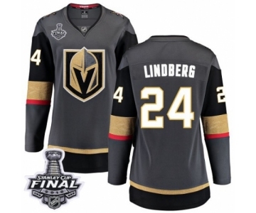 Women's Vegas Golden Knights #24 Oscar Lindberg Authentic Black Home Fanatics Branded Breakaway 2018 Stanley Cup Final NHL Jersey