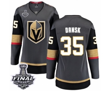 Women's Vegas Golden Knights #35 Oscar Dansk Authentic Black Home Fanatics Branded Breakaway 2018 Stanley Cup Final NHL Jersey