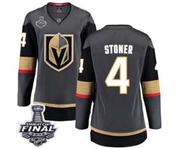 Women's Vegas Golden Knights #4 Clayton Stoner Authentic Black Home Fanatics Branded Breakaway 2018 Stanley Cup Final NHL Jersey