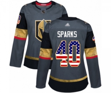 Women's Vegas Golden Knights #40 Garret Sparks Authentic Gray USA Flag Fashion Hockey Jersey