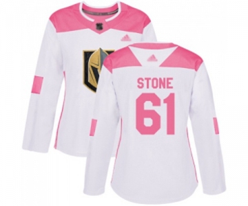 Women's Vegas Golden Knights #61 Mark Stone Authentic White Pink Fashion Hockey Jersey