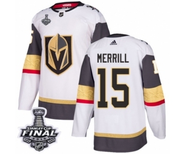 Youth Adidas Vegas Golden Knights #15 Jon Merrill Authentic White Away 2018 Stanley Cup Final NHL Jersey