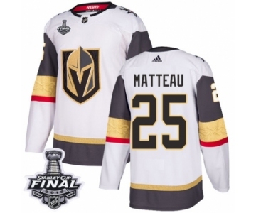 Youth Adidas Vegas Golden Knights #25 Stefan Matteau Authentic White Away 2018 Stanley Cup Final NHL Jersey