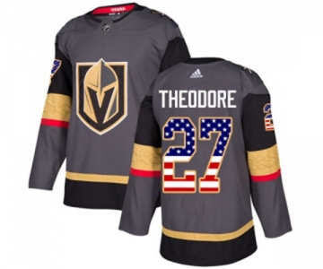 Youth Adidas Vegas Golden Knights #27 Shea Theodore Authentic Gray USA Flag Fashion NHL Jersey