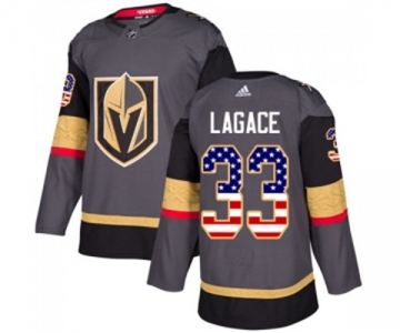 Youth Adidas Vegas Golden Knights #33 Maxime Lagace Authentic Gray USA Flag Fashion NHL Jersey