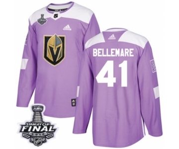 Youth Adidas Vegas Golden Knights #41 Pierre-Edouard Bellemare Authentic Purple Fights Cancer Practice 2018 Stanley Cup Final NHL Jersey