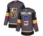 Youth Adidas Vegas Golden Knights #5 Deryk Engelland Authentic Gray USA Flag Fashion NHL Jersey