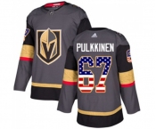 Youth Adidas Vegas Golden Knights #67 Teemu Pulkkinen Authentic Gray USA Flag Fashion NHL Jersey