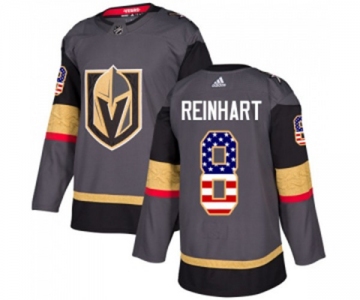 Youth Adidas Vegas Golden Knights #8 Griffin Reinhart Authentic Gray USA Flag Fashion NHL Jersey