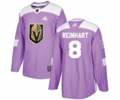 Youth Adidas Vegas Golden Knights #8 Griffin Reinhart Authentic Purple Fights Cancer Practice NHL Jersey