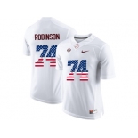 2016 US Flag Fashion Alabama Crimson Tide Cam Robinson #74 College Football Limited Jersey - White