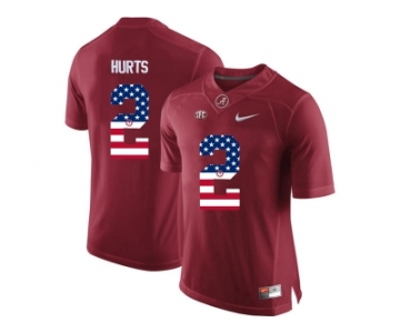 2016 US Flag Fashion Alabama Crimson Tide Jalen Hurts #2 College Football Limited Jerseys - Crimson