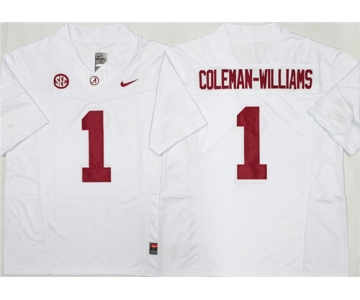 Men's Alabama Crimson Tide #1 Ryan Alexander Coleman-Williams Jr White 2026 F.U.S.E Stitched Football Jersey