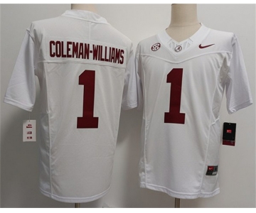 Men's Alabama Crimson Tide #1 Ryan Alexander Coleman-Williams Jr White F.U.S.E 2026 Stitched Football Jersey