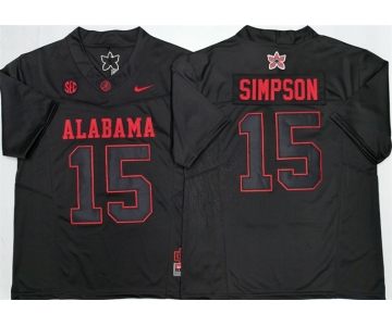 Men's Alabama Crimson Tide #15 Ty Simpson Black F.U.S.E Stitched Football Jersey