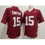 Men's Alabama Crimson Tide #15 Ty Simpson Red F.U.S.E. Stitched Football Jersey