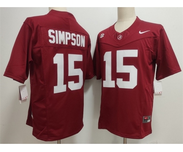 Men's Alabama Crimson Tide #15 Ty Simpson Red F.U.S.E. Stitched Football Jersey