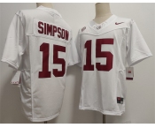 Men's Alabama Crimson Tide #15 Ty Simpson White F.U.S.E. Stitched Football Jersey Men's Alabama Crimson Tide #15 Ty Simpson White F.U.S.E. Stitched Football Jersey