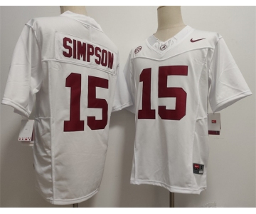 Men's Alabama Crimson Tide #15 Ty Simpson White F.U.S.E. Stitched Football Jersey