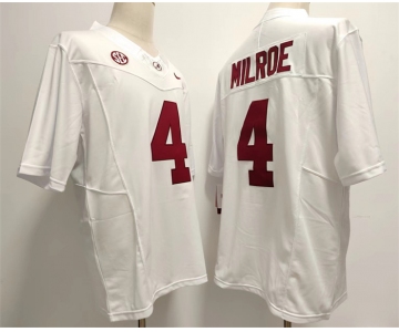 Men's Alabama Crimson Tide #4 Jalen Milroe White 2023 F.U.S.E. Stitched Football Jersey