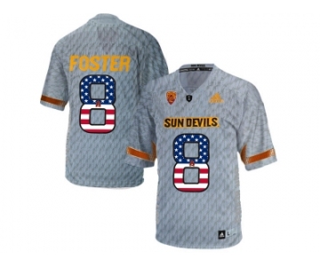 2016 US Flag Fashion Men's Arizona State Sun Devils D.J. Foster #8 Desert Fuel College Football Jersey - Grey