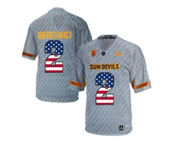2016 US Flag Fashion Men's Arizona State Sun Devils Mike Bercovici #2 Desert Fuel College Football Jersey - Grey
