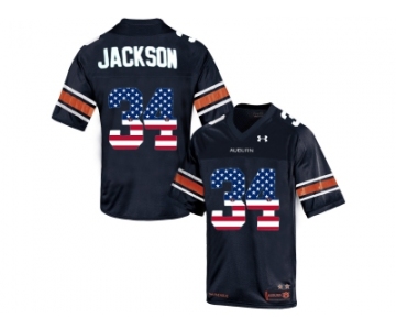 2016 US Flag Fashion Men's Under Armour Bo Jackson #34 Auburn Tigers College Football Throwback Jersey - Navy Blue