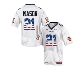 2016 US Flag Fashion Men's Under Armour Tre Mason #21 Auburn Tigers College Football Jersey - White