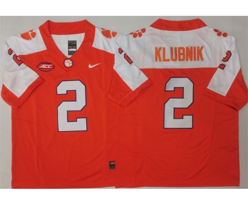 Men's Clemson Tigers #2 Cade Klubnik Orange White F.U.S.E. Stitched Football Jersey