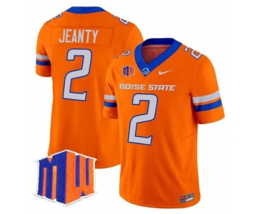 Men's Boise State Broncos #2 Ashton Jeanty Orange 2024 F.U.S.E. Vapor Limited Stitched Football Jersey