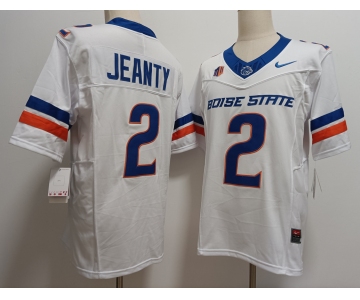 Men's Boise State Broncos #2 Ashton Jeanty White 2024 F.U.S.E. Vapor Limited Stitched Football Jersey