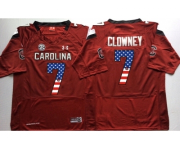 South Carolina Gamecocks #7 Jadeveon Clowney Red USA Flag College Jersey