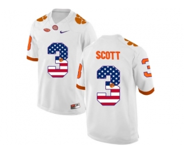 2016 US Flag Fashion Clemson Tigers Artavis Scott #3 College Football Limited Jersey - White