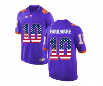 2016 US Flag Fashion Clemson Tigers Ben Boulware #10 College Football Limited Jersey - Purple