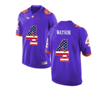 2016 US Flag Fashion Clemson Tigers DeShaun Watson #4 College Football Limited Jersey - Purple