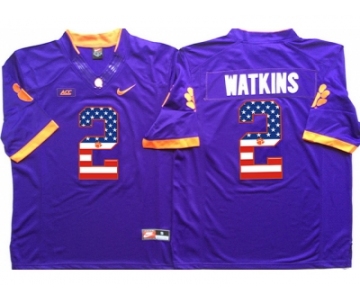 Clemson Tigers #2 Sammy Watkins Purple USA Flag College Jersey