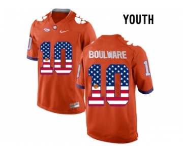 2016 US Flag Fashion Youth Clemson Tigers Ben Boulware #10 College Football Limited Jersey - Orange