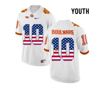 2016 US Flag Fashion Youth Clemson Tigers Ben Boulware #10 College Football Limited Jersey - White