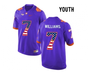 2016 US Flag Fashion Youth Clemson Tigers Mike Williams #7 College Football Limited Jersey - Purple