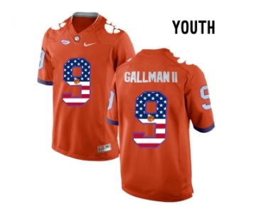 2016 US Flag Fashion Youth Clemson Tigers Wayne Gallman II #9 College Football Limited Jersey - Orange