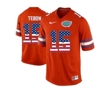 2016 US Flag Fashion Florida Gators Tim Tebow #15 College Football Jersey - Orange