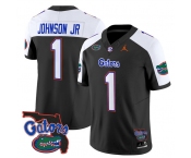 Men's Florida Gators #1 Montrell Johnson Jr. Black Alternate 2024 F.U.S.E. Florida Patch Vapor Limited Stitched Football Jersey