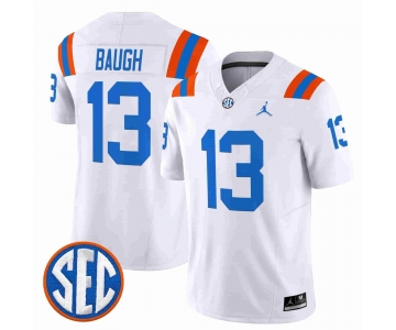 Men's Florida Gators #13 Jadan Baugh White ‘1960s Throwback’ F.U.S.E. Vapor Limited Stitched Jersey