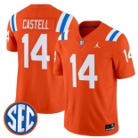 Men's Florida Gators #14 Jordan Castell Orange ‘1960s Throwback’ F.U.S.E. Vapor Limited Stitched Jersey