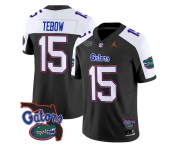 Men's Florida Gators #15 Tim Tebow Black Alternate 2024 F.U.S.E. Florida Patch Vapor Limited Stitched Football Jersey